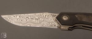   Couteau  "  Liner-Lock " custom par Romain Lopez - Paperstone/Fatcarbon et lame en Damasteel®