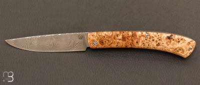 Couteau " Pastellier " par Thomas Fronteau - Loupe de peuplier et damasteel®