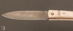  Couteau  custom pliant à cran carré - Micarta blanc - Pierre Henri Monnet