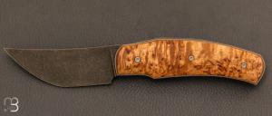   Couteau  "  Liner-lock custom " pliant par David Lespect - Bouleau madr et D2 stonewashed