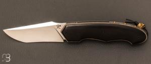   Couteau  "   liner-lock N°82 " custom par Romain Lopez - Ebène et RWL-34
