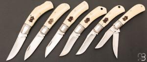   Full set de 6 couteaux custom par Aleksandr Vetrov - Micarta ivory / M390