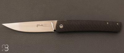   Couteau  "  Basic Flipper" fibre de carbone "pocket clip" de Jean Pierre Martin