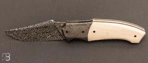 Couteau " custom " de Berthelemy Gabriel - La Forge Agab - Ivoire de mammouth et Damas