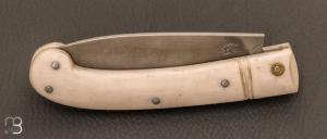  Couteau  custom pliant à cran carré - Micarta blanc - Pierre Henri Monnet