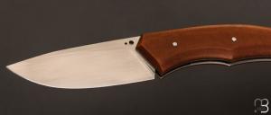  Couteau  "  Aurora " custom pliant par Mathis Poujol - Micarta Westinhouse et RWL-34