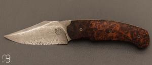   Couteau " Front-flipper custom " par Fabrice Delbart - Forge Celtique - Loupe d'Amboine et Damas