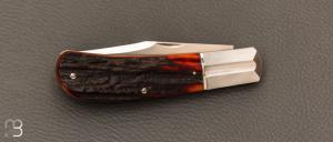    Couteau " Lanny's clip " Amber Stag de Ken Steigerwalt