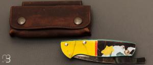  Couteau  " Piémontais " XC75 et planche de skate fait main par Frédéric Marchand