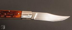 Couteau " Slipjoint" pliant fait main par Thierry Chevron - Amber stag et RWL-34