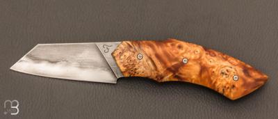 Couteau  "  Liner-Lock custom " par Florian Dreyer FD-Knives - Loupe de marronnier stabilisé et acier 135Cr3