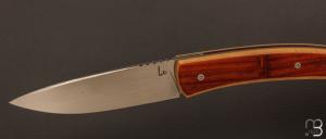   Couteau  "  Lo-Garithme  " liner lock custom par Lo-Coutelier - Buis/Padouk et lame en RWL34