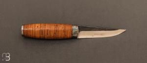   Couteau " Puukko " par la Forge de Pierre - écorce de bouleau et lame en acier carbone 115cv3