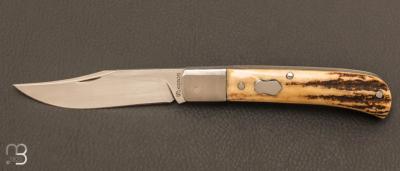 Couteau  "  Slipjoint" pliant fait main par Thierry Chevron - Stag et RWL-34