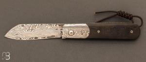   Couteau de collection artisanal  cran forc de Stphane Auberthi - FatCarbon et Damasteel