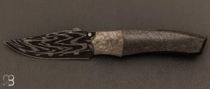 "Custom" liner lock knife Berthelemy Gabriel - La Forge Agab - Fatcarbon® and Damascus