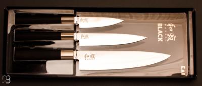 Set of 3 Japanese knives KAI Wasabi Black - Petty 10 cm - Utility 15 cm - Gyuto 20 cm