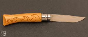   Couteau Opinel N°7 gravure vagues - Manche en buis