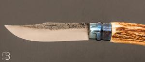   Couteau " Opinel N°09 " custom bois de cerf par Laurent Gaillard