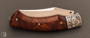   Couteau  "  custom " par Philippe Lemonnier - Loupe de bois de fer d'Arizona et lame en RWL34 