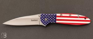 Couteau " LEEK - USA " par Kershaw - 14C28N et aluminium 6061-T6 dcor drapeau USA