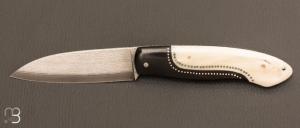 "Legros" knife by Maxime Rossignol - La Forge de Max - Warthog ivory/Ebony Suminagashi blade