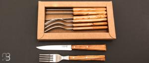  Coffret la table au soleil Opinel - 4 fourchettes sylve + 4 couteaux Bon appétit olivier