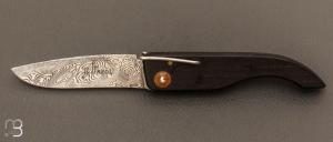   Couteau " Encan 10cm " par Farol - Ebène et lame damas