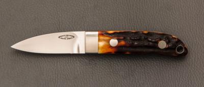  Couteau " Loveless City Knife Design" par Shaun Bruwer - Amber Stag et ATS-34