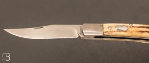 Couteau  "  Slipjoint" pliant fait main par Thierry Chevron - Stag et RWL-34