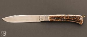   Couteau  "  Alpinette  " artisanal de Guillaume Antoniucci - 12c27 et bois de cerf