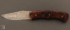  Couteau  "  custom "  par Jol Grandjean - bois de fer d'Arizona et damasteel