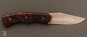  Couteau  "  custom "  par Joël Grandjean - bois de fer d'Arizona et damasteel