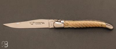   Couteau Laguiole en Aubrac 12 cm corne blonde torsadé