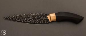  Couteau " custom " fixe de Berthelemy Gabriel - La Forge Agab - Ebène/Bronze et damas 