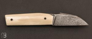   Couteau  "  Mastard Wharncliffe " custom par Christophe Arbogast - Ivoire de mammouth et lame damas