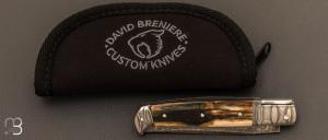 Couteau " Rumilly " custom par David Brenière - Lame damas feuilleté