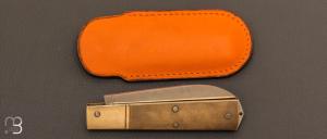   Couteau  "  Slipjoint " manche en laiton et lame en XC100 par Vincent Lafaye