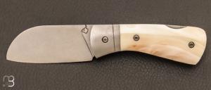 Couteau " Tarasque " lock back custom de David Margrita - Mbull Knives - Ivoire de phacochre