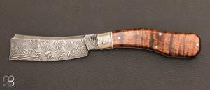 Couteau " Razoir Sheffield " custom par Alex Dubois - Tamarin stabilis et lame damas