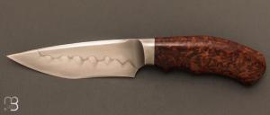Couteau " Semi intégral  " fixe par David Lespect - Redwood burl et lame en C105