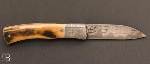   Couteau  "  Tétras  " custom par David Breniere - Damas et ivoire de mammouth