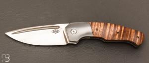  Couteau  "  Hurricane " custom par Thierry Savidan - Koa et Zirconium