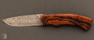 Couteau  "  custom "  par Joël Grandjean - bois de fer d'Arizona et damasteel