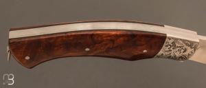   Couteau  "  custom " par Philippe Lemonnier - Loupe de bois de fer d'Arizona et lame en RWL34 