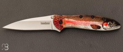 Couteau " LEEK RAINBOW TROUT " par Kershaw - 14C28N et aluminium 6061-T6 décor truite