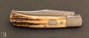 Couteau  "  Slipjoint" pliant fait main par Thierry Chevron - Stag et RWL-34