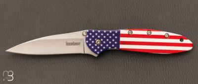 Couteau " LEEK - USA " par Kershaw - 14C28N et aluminium 6061-T6 décor drapeau USA