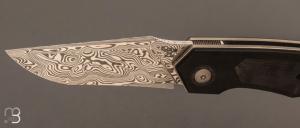   Couteau  "  Liner-Lock " custom par Romain Lopez - Paperstone/Fatcarbon et lame en Damasteel®