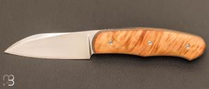    Couteau  "  Liner-lock custom " pliant par David Lespect - Érable ondé et lame RWL-34